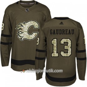 Män Ishockey Calgary Flames Tröja Johnny Gaudreau 13 Adidas 2017-2018 Camo Grön Authentic